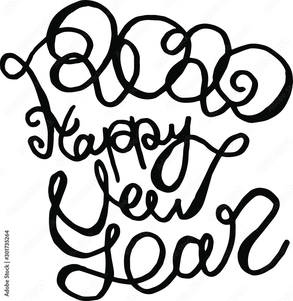 Fototapeta premium draw new year's lettering cone Christmas tree