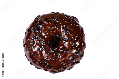 Tasty chocolate donut isolated on white background