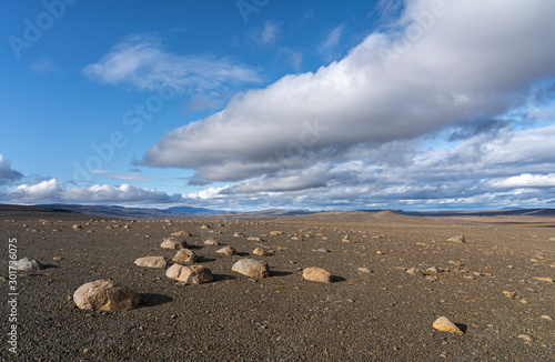 vulcanic landscape with vulcanos and craters in the northern Ihighland of Iceland, Europe, landscape  photo