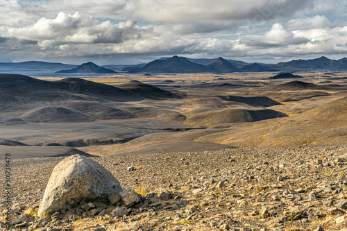 vulcanic landscape with vulcanos and craters in the northern Ihighland of Iceland, Europe, landscape  photo