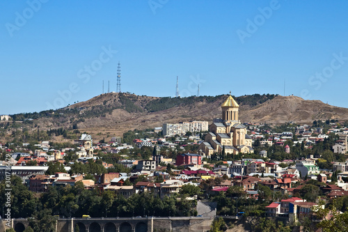 Holy trinity cathedral of Tbilisi, Georgia. This is a popular tourist attraction in the city. 