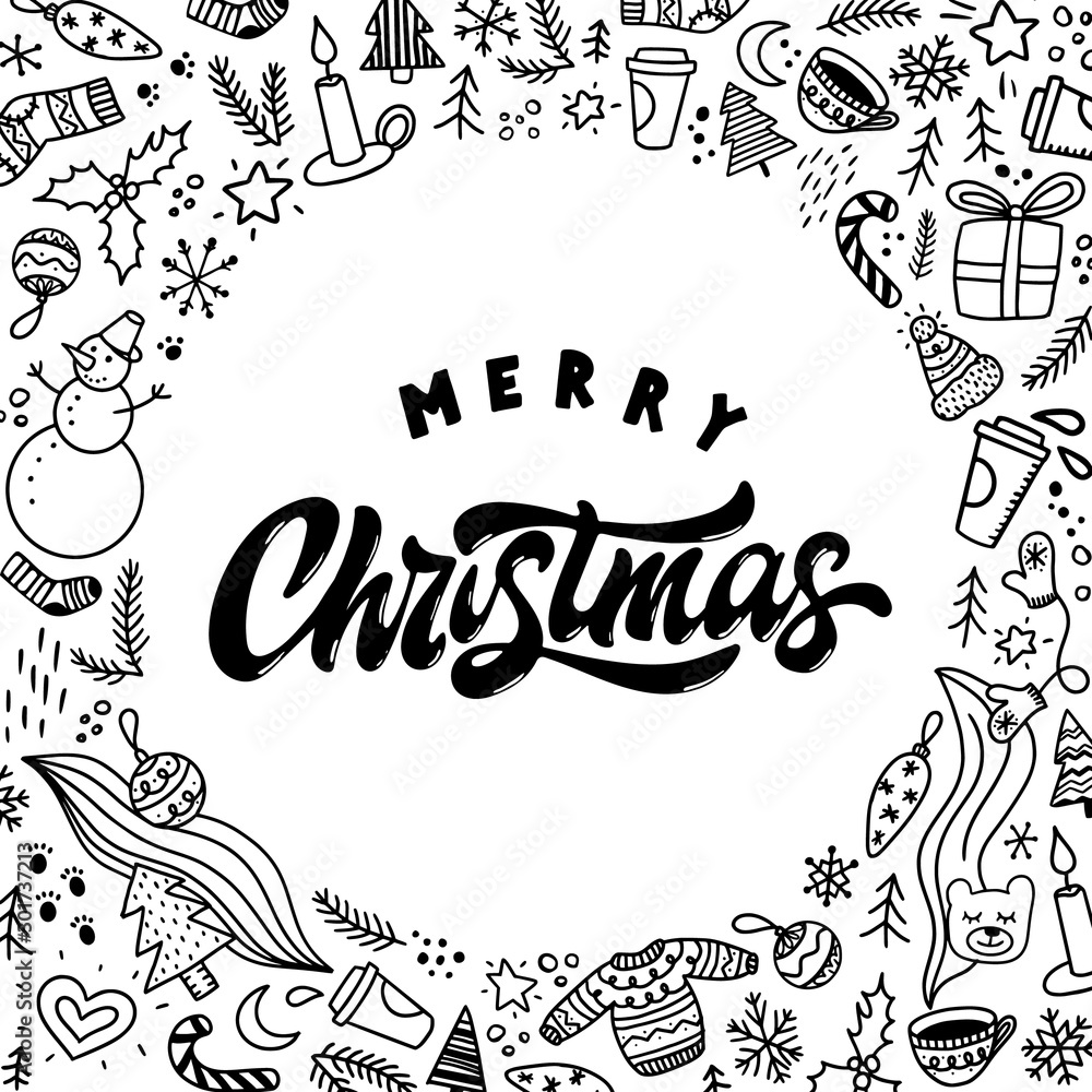 Merry Christmas lettering quote for posters, banners, prints, cards