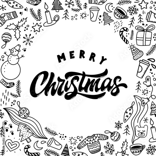 Merry Christmas lettering quote for posters, banners, prints, cards
