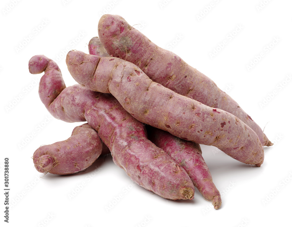 Purple Colored Sweet Potatoes on White background Purple Colored Sweet Potatoes on White background