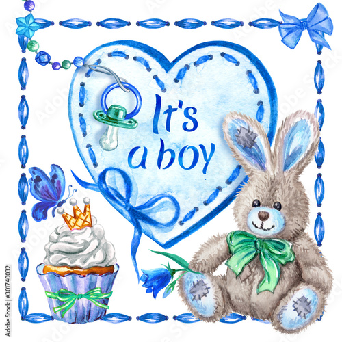 Greeting card for the birth of a baby with the inscription: 