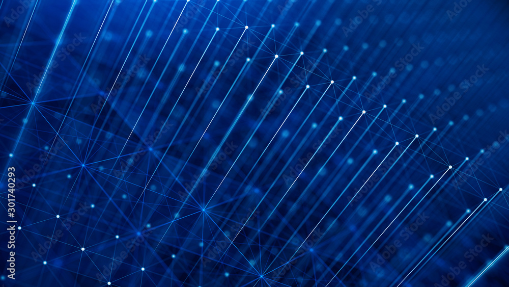 Naklejka premium Network Dots and lines connections. Network Abstract Background. Technology, Network and communication concept.3d illustration