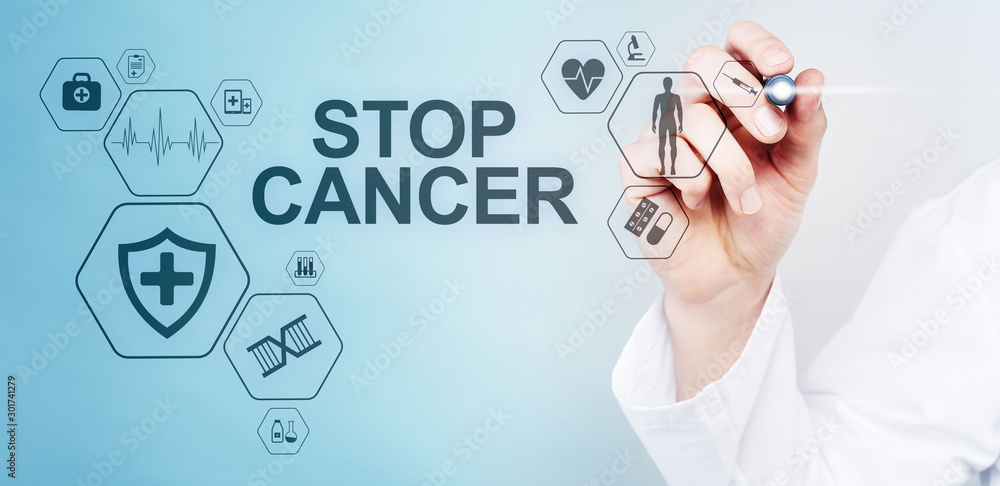 Stop cancer medical healthcare concept on virtual screen. Stop cancer medical healthcare concept on virtual screen.