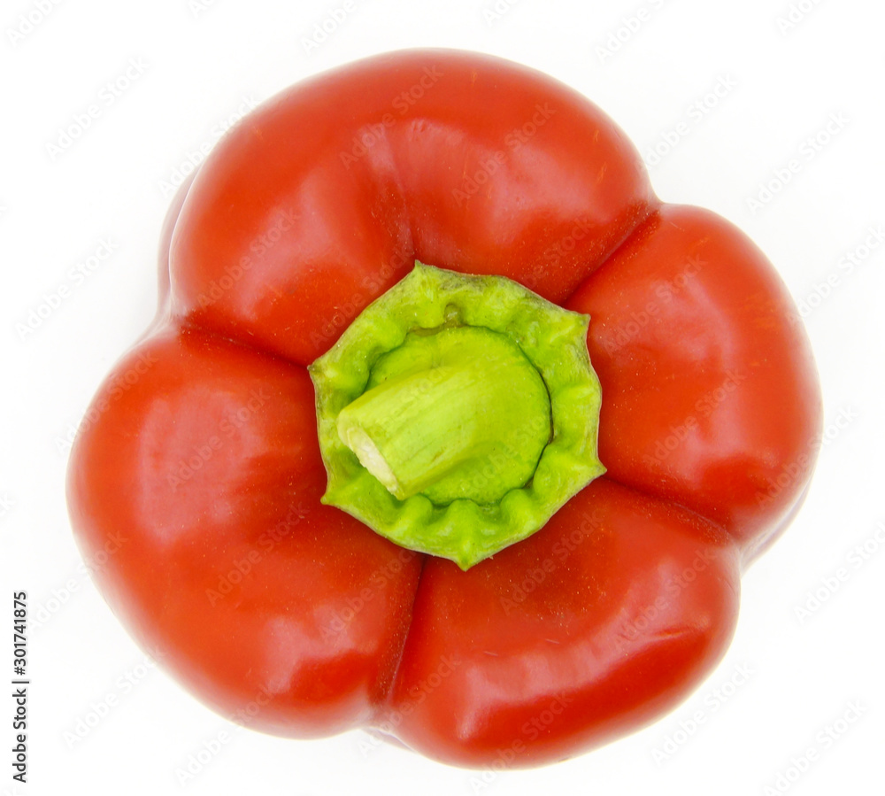 sweet red pepper. Isolated on a white background. View from above. sweet red pepper. Isolated on a white background. View from above.