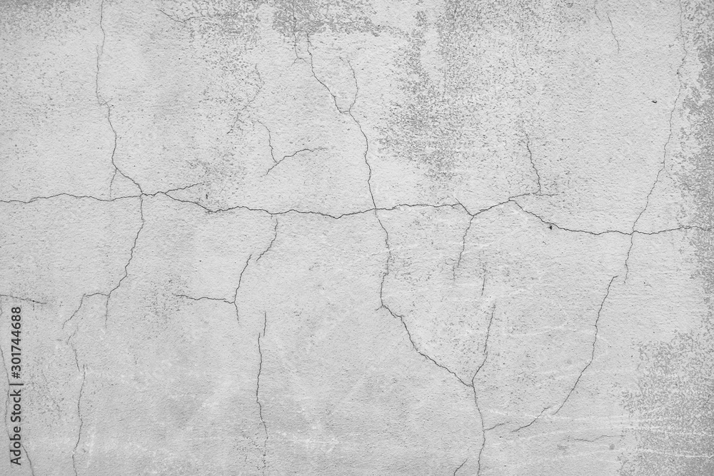 Obraz premium white wall cracks background / abstract white vintage background, texture old wall with cracks