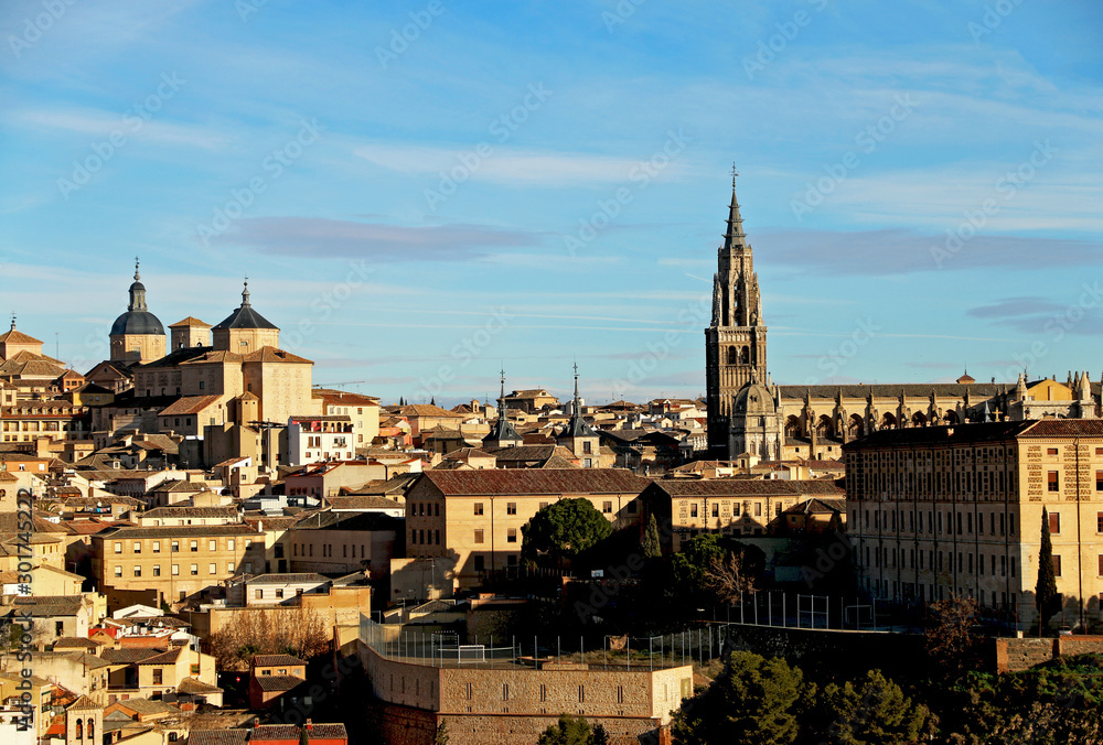 A beautiful panoramic city view of historical city of Toledo, Historic old city view