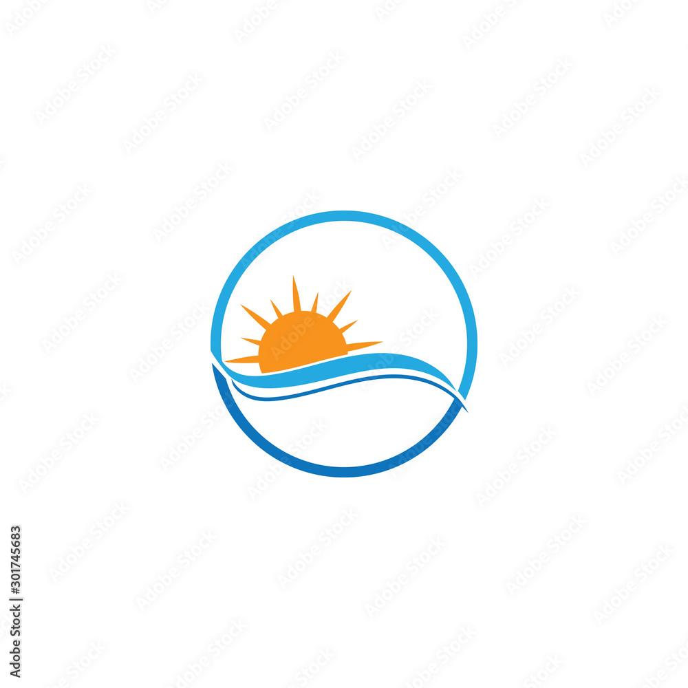 Obraz premium Sun logo and symbols star icon web Vector