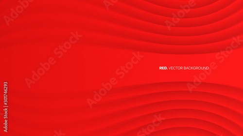 3D Vector Red Luxury Elegant Gala Ceremonial Abstract Background. Clear Blank Subtle Geometric Distorted Stripes Party Event Decoration. Minimalist Style Wallpaper. Depth Of Field Effect