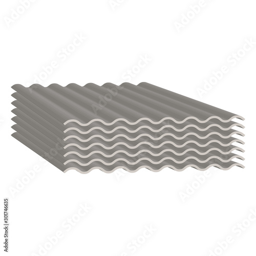 Roofing asbestos slate.Vector isometric and 3D view.