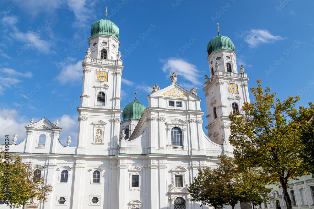 View at St. Stephen's Cathedral (Dom St. Stephan) in Passau, Bavaria, Germany
