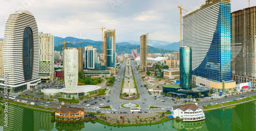 Panoramic view of Batumi, Georgia. View of the center of Batumi and The Heroes Alley. The capital of Adjara, Georgia. photo