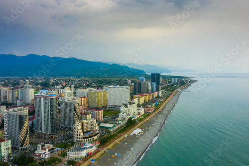 Panoramic view of Batumi  Georgia. View of the center of Batumi and the promenade and the beach. The capital of Adjara  Georgia.