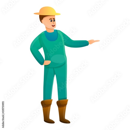 Happy hat farmer icon. Cartoon of happy hat farmer vector icon for web design isolated on white background