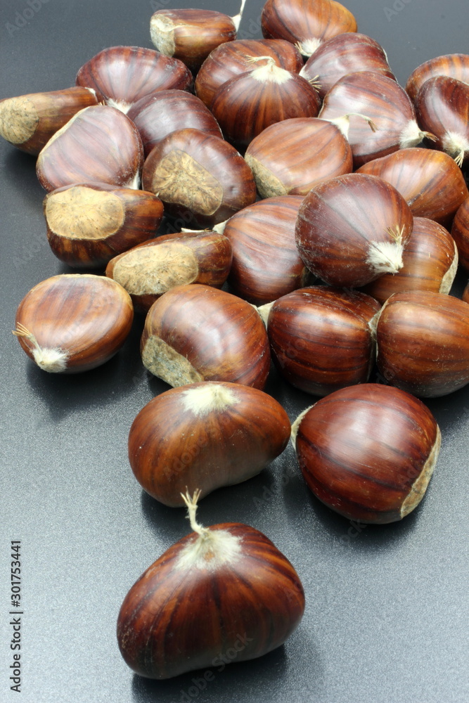 chestnuts isolated on black background chestnuts isolated on black background
