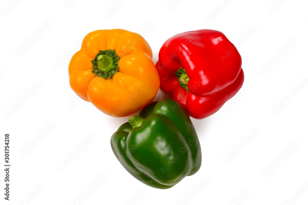 Group of bell peppers isolated on white background. Group of bell peppers isolated on white background.