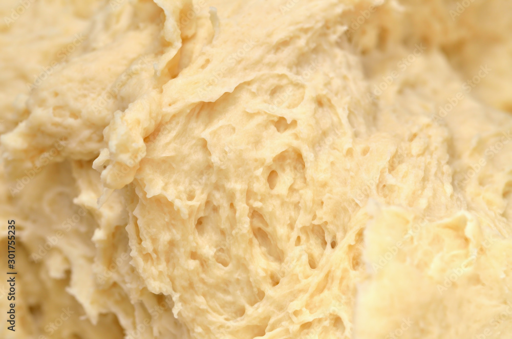 Close-up of raw prepared dough structure and texture Close-up of raw prepared dough structure and texture