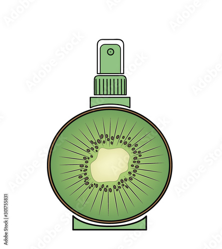 deodorant spray in the form of a kiwi. illustration for cosmetics. vector illustration.