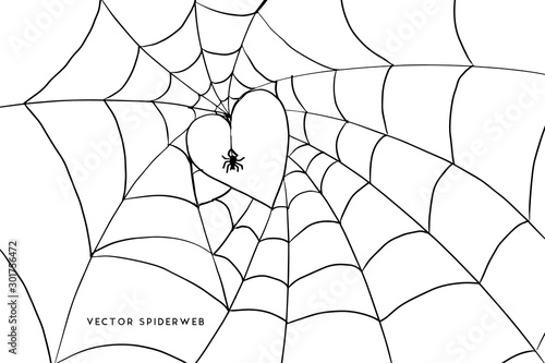 Obraz na płótnie Halloween spider web and spiders isolated on white background w salonie