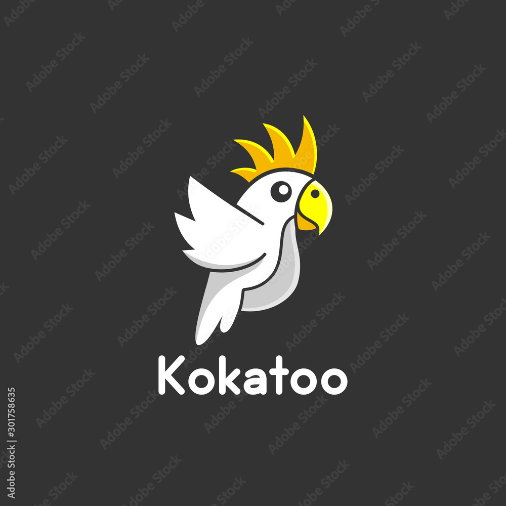 Fototapeta premium cartoon fly bird cockatoo modern logo design