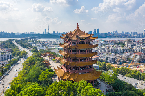The yellow crane tower , located on snake hill in Wuhan, is one of the three famous towers south of yangtze river,China. photo