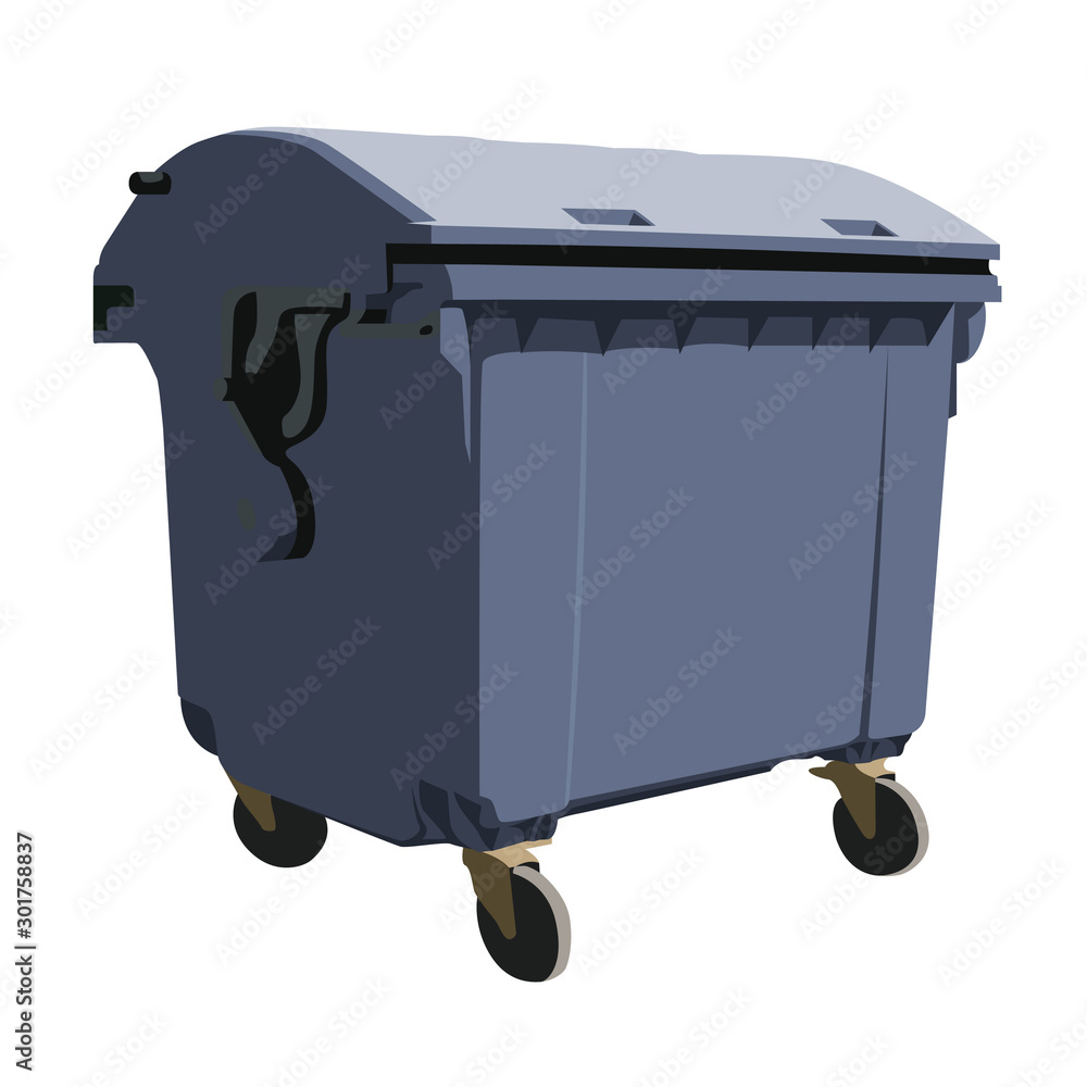 Waste container blue realistic vector illustration isolated Waste container blue realistic vector illustration isolated