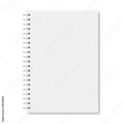 White realistic a5 notebook closed with shadows