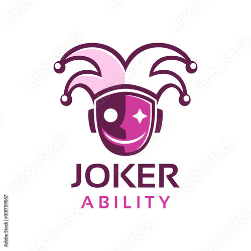 flat style Joker mask face logo design