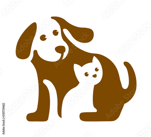 Vector image of dog and cat logo on white