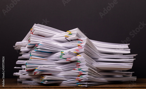 Stack overload document report paper. photo