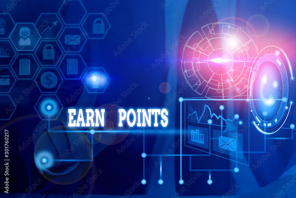 Conceptual hand writing showing Earn Points. Concept meaning getting praise or approval for something you have done Picture photo network scheme with modern smart device Conceptual hand writing showing Earn Points. Concept meaning getting praise or approval for something you have done Picture photo network scheme with modern smart device