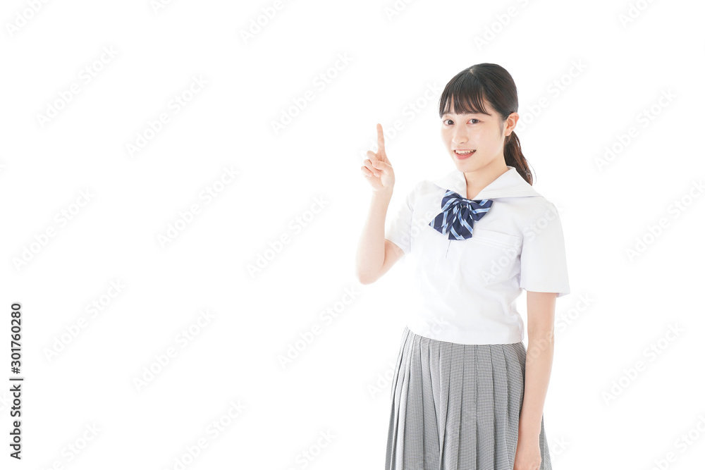 案内をする笑顔の女子学生