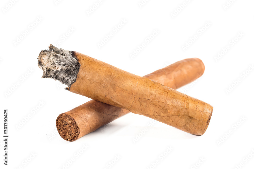 Cigars isolated on a white background. Lifestyle or health concept.