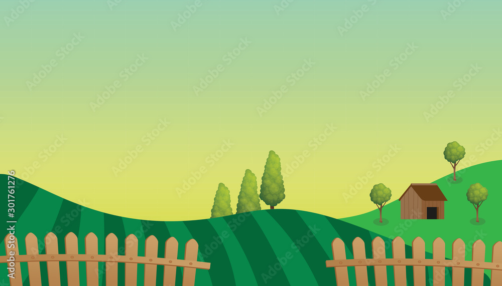 Flat vector web banners on the theme of Farm House, agriculture, countryside, farming, rice field, house. Flat Vector Illustration. Flat Design Background. Web vector illustration. Vector Background.