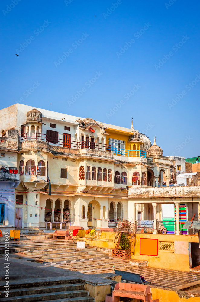 Beautiful street of city Pushkar, Rajasthan, India.