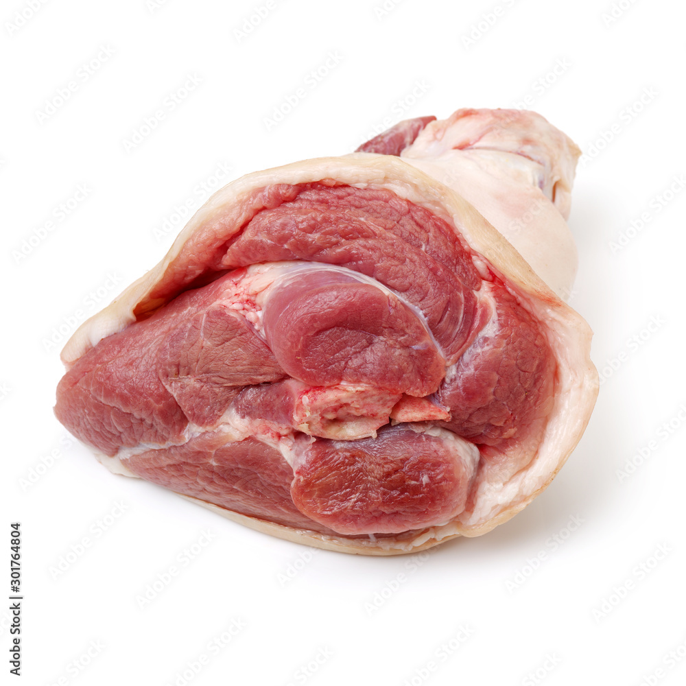 raw pork (leg) isolated on white background raw pork (leg) isolated on white background