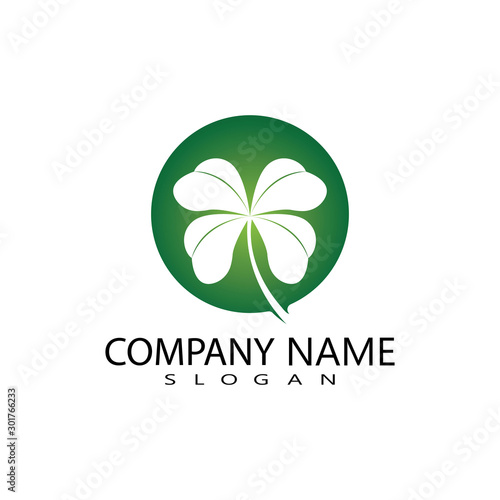 vector design of green clover leaf logo,luck icon flat design illustration-vector