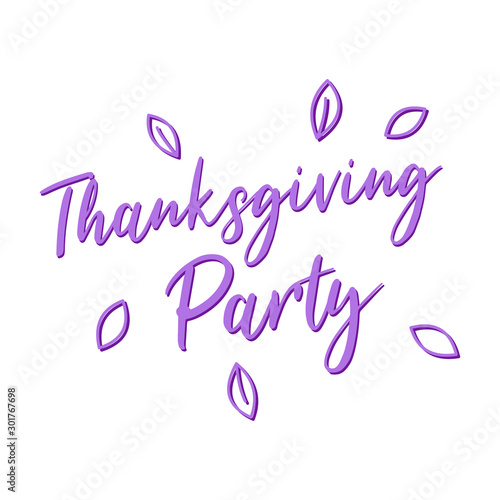 Thanksgiving Party Sign Text  Vector Typography Calligraphy font