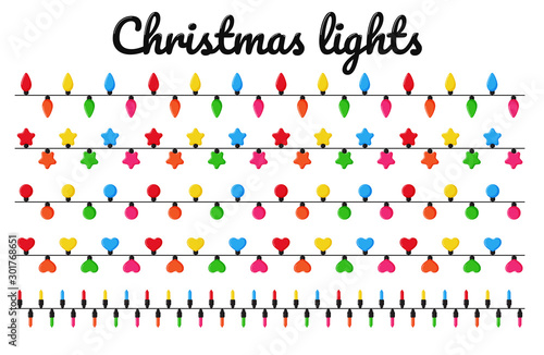 Christmas lights. Colorful decorative bulbs for decoration at a Christmas party.