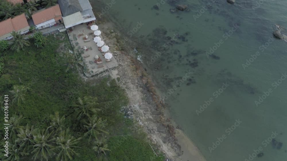 Phu Quoc Island rocks on the beach and blue Sea 4K Drone shot Phu Quoc Island rocks on the beach and blue Sea 4K Drone shot