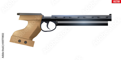 Air Pistol Equipment for Shooting Sport. Games of Shooting Range. Special Equipment for athlete. Vector Illustration isolated on white background.