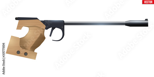 Pistol Equipment for Shooting Sport. Games of Shooting Range. Special Equipment for athlete. Vector Illustration isolated on white background.