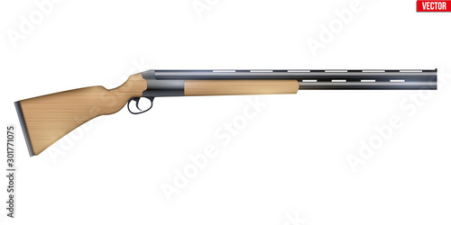 Shotgun Equipment for Shooting Sport. Games of Shooting Range. Special Equipment for athlete. Vector Illustration isolated on white background.