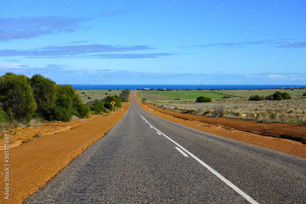 View of an empty road near Horrocks Beach in the Mid West region of Western Australia