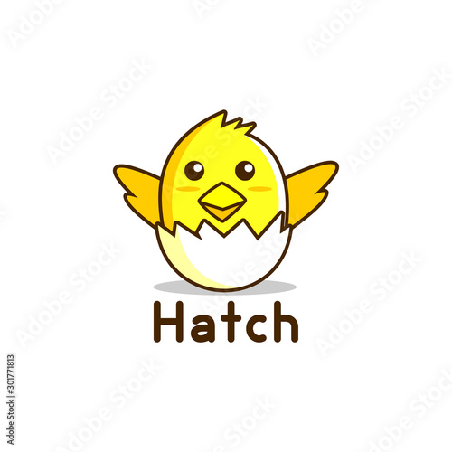 cute yellow Chick hatch newborn logo designs