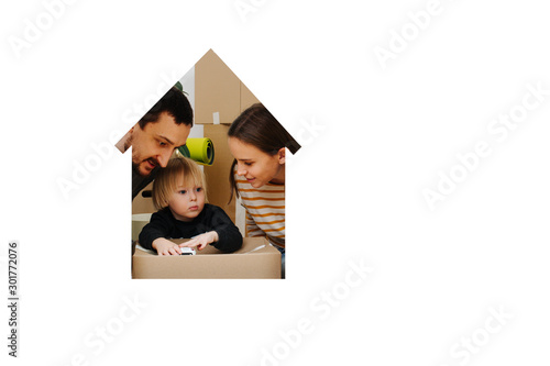 Fmily watch son play, all are inside of a house resembling frame photo