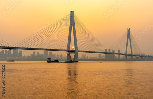 Wuhan Erqi yangtze river bridge at hubei province  China.